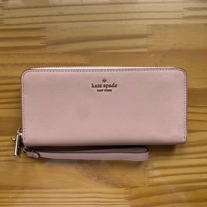 Kate Spade Baby Pink Large Long Slim-fit Wallet with Handle